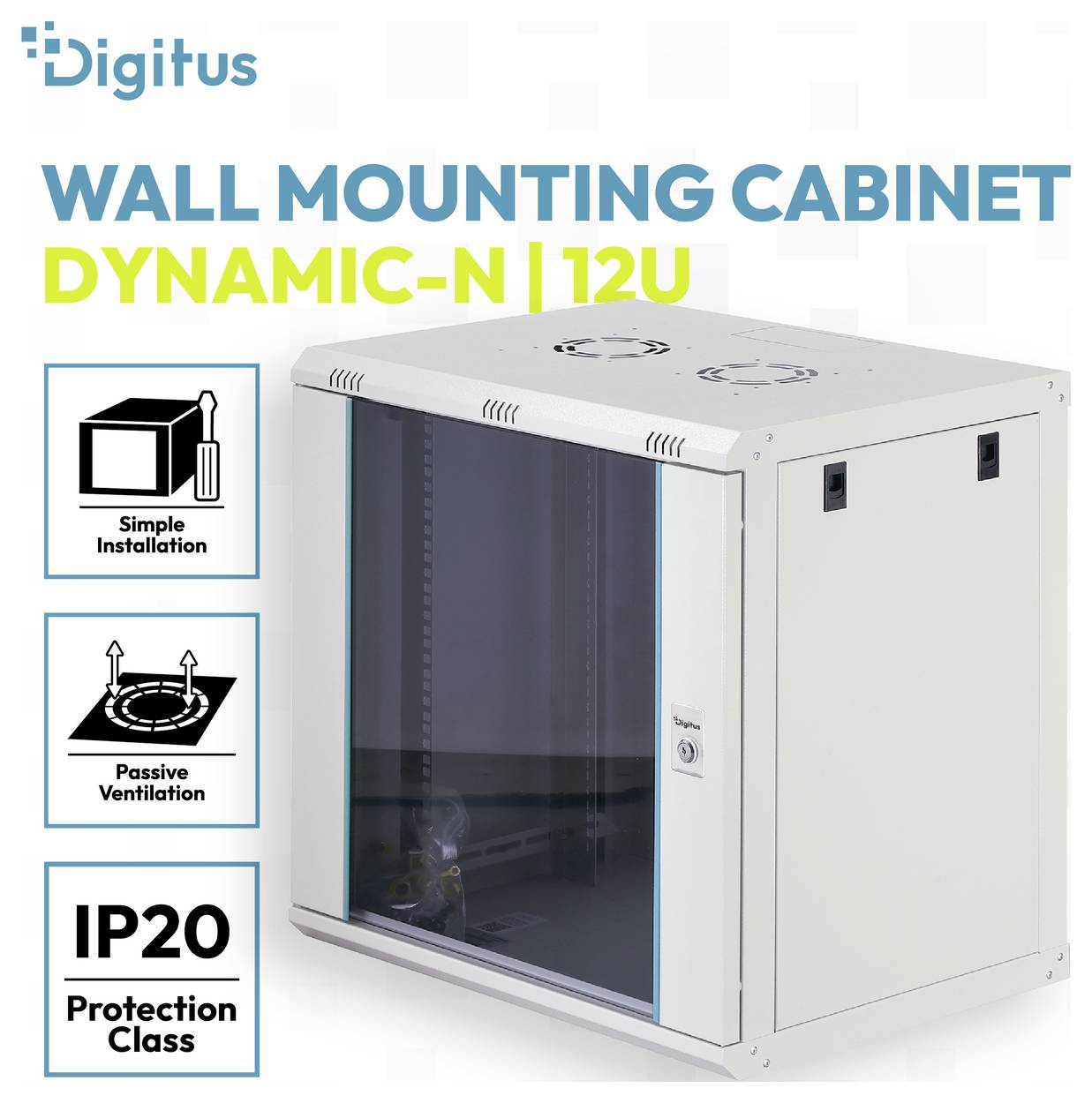 Digitus DN-37108 19 Zoll Netzwerkschrank 12 HE Grau, Grau (RAL 7035), Lichtgrau, Lichtgrau (RAL 7035)