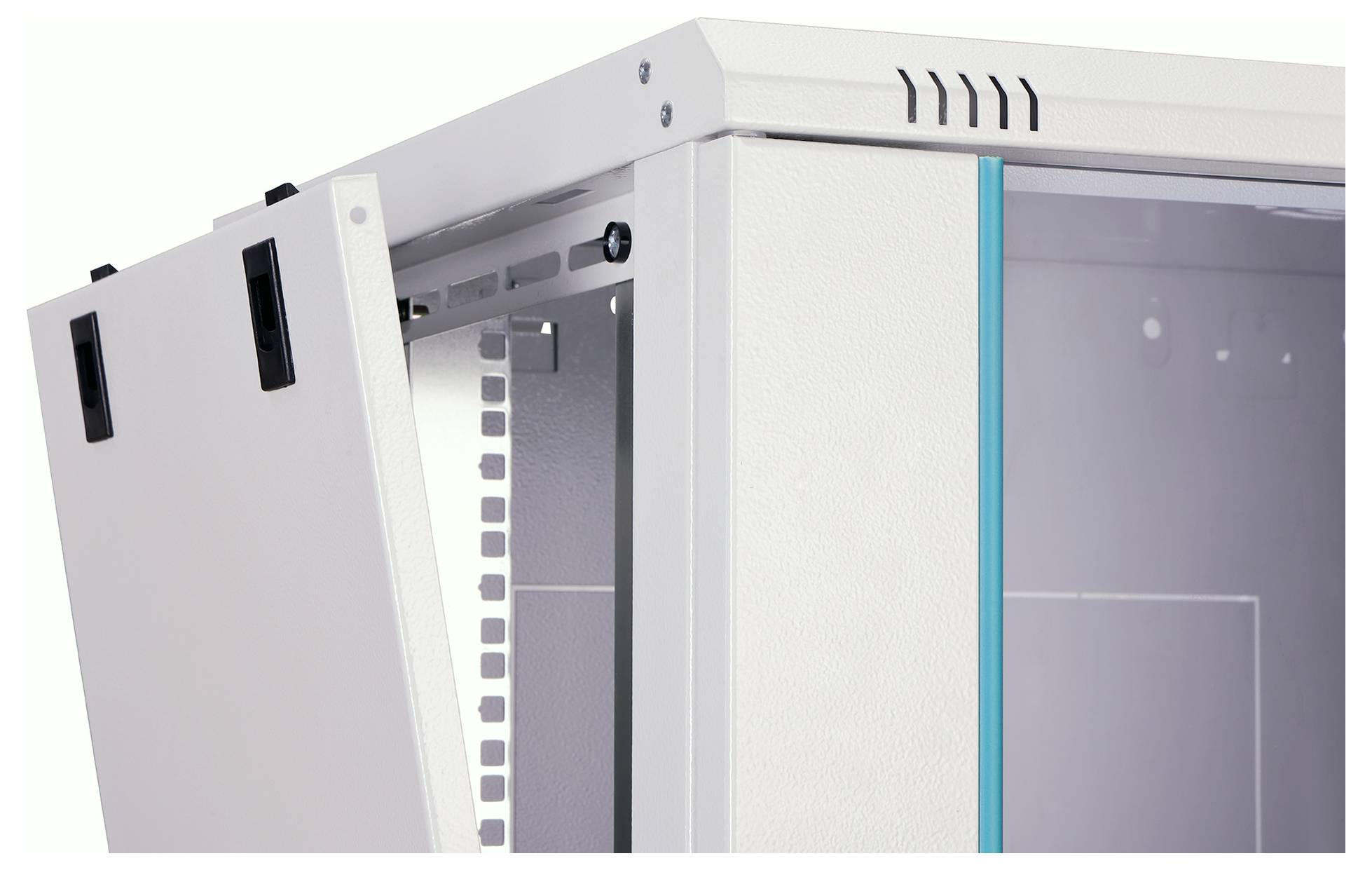 Vorderansicht eines DIGITUS 16-Port-Gigabit-Ethernet-Switches, 10 Zoll unverwaltet, mit 16 RJ45-Anschlüssen und Rack-Befestigungsöhren.