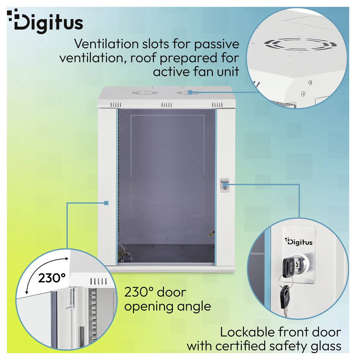 Digitus DN-37112 19 Zoll Netzwerkschrank 16 HE Grau, Grau (RAL 7035), Lichtgrau, Lichtgrau (RAL 7035)