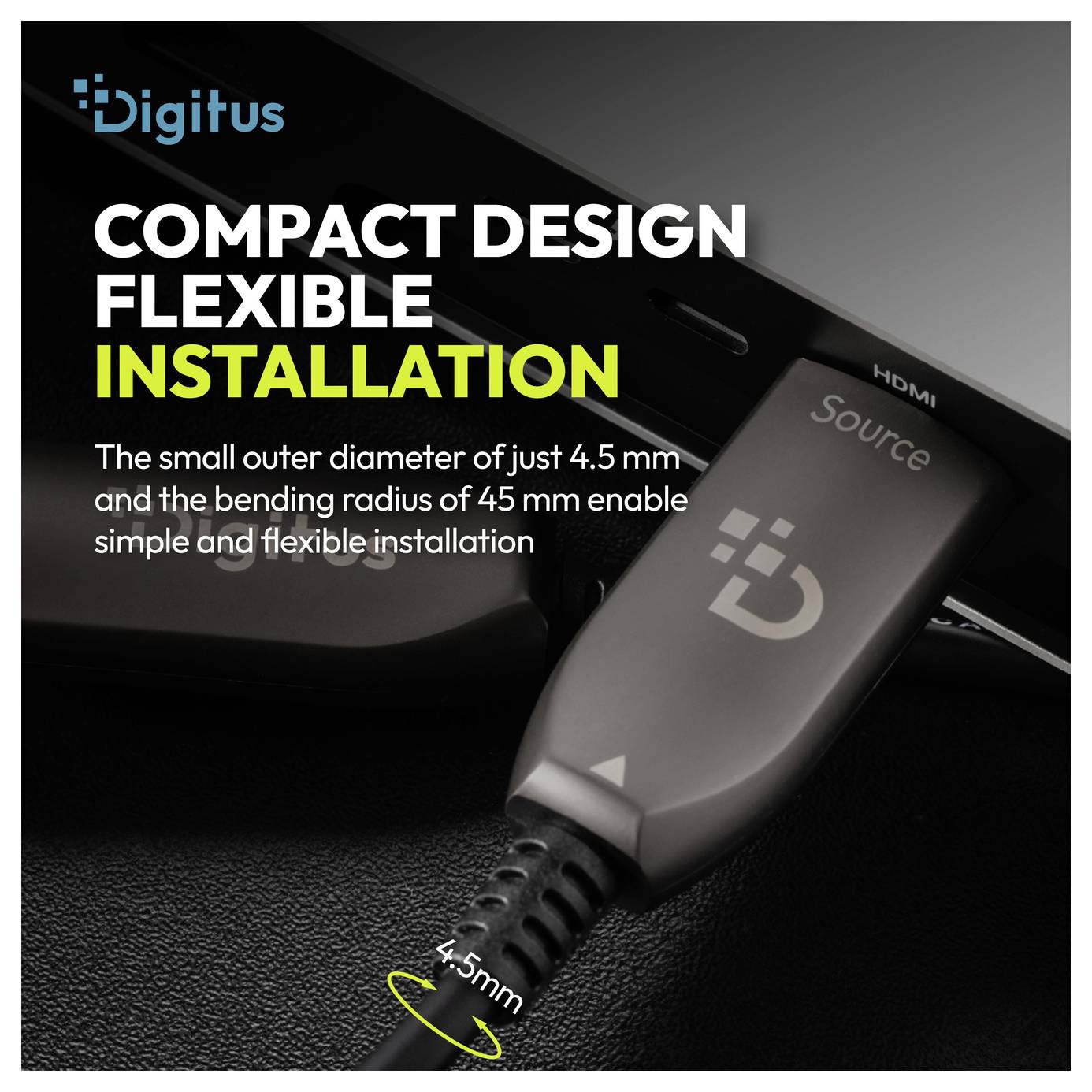Digitus HDMI Anschlusskabel HDMI-A Stecker 70m Schwarz AK-330126-700-S 8K UHD, 4K UHD HDMI-Kabel