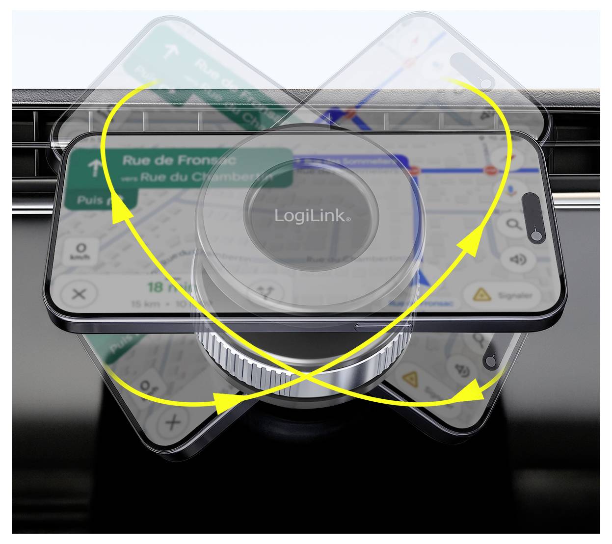 Telefonhalter für das Auto mit einer zentralen „LogiLink