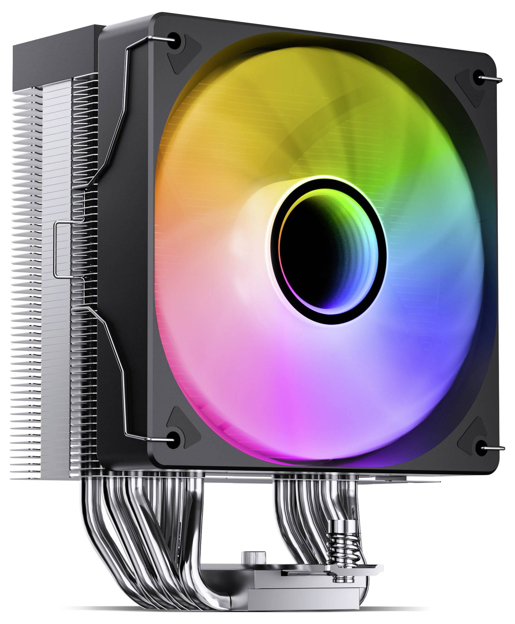 CPU-Kühler für Computer mit quadratischem RGB-LED-Lüfter und Metall-Kühlkörper mit Wärmerohr.