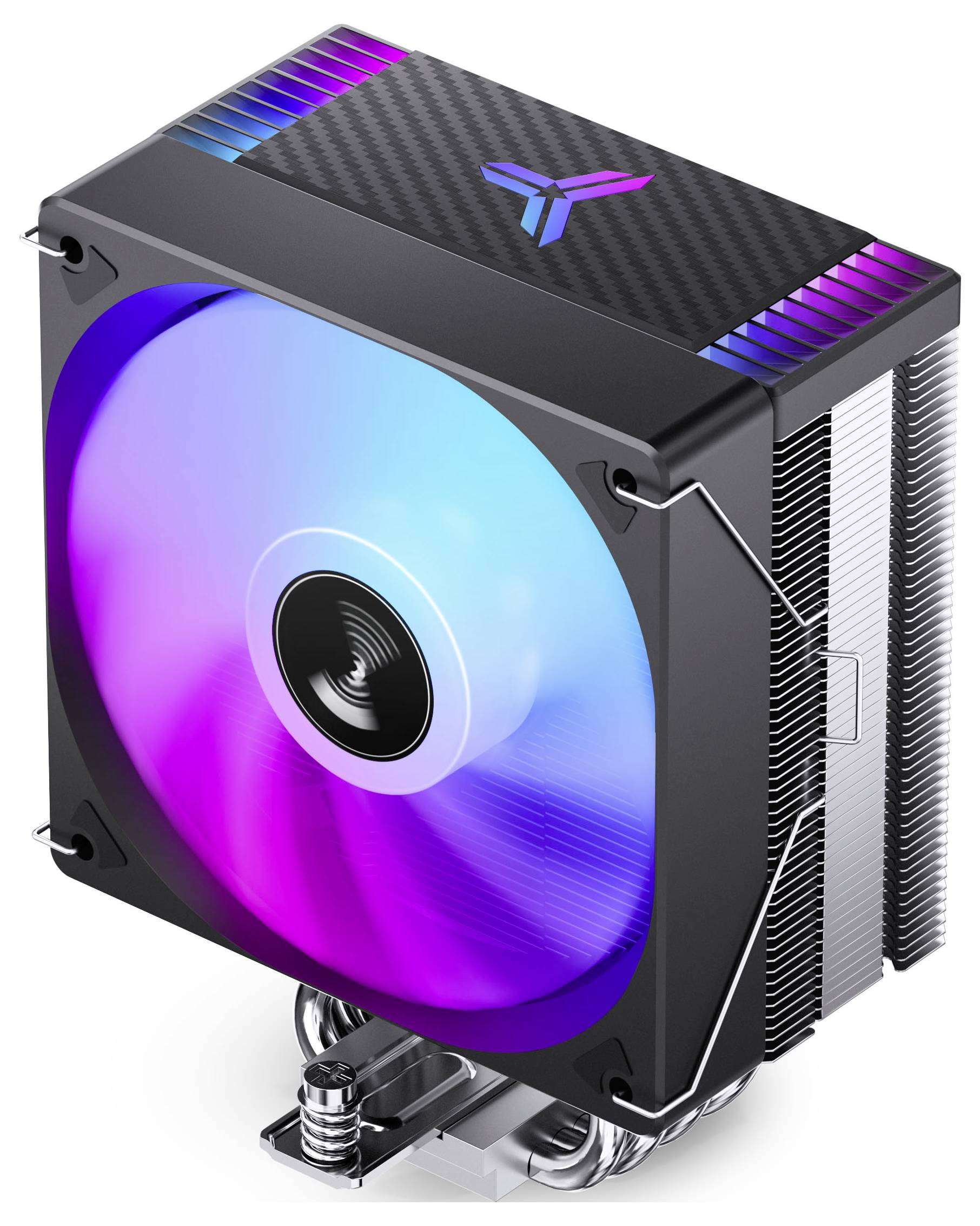 RGB CPU-Luftkühler mit großem beleuchtetem Lüfter, Kühlrippen und Carbon-Fiber-Look-Oberfläche