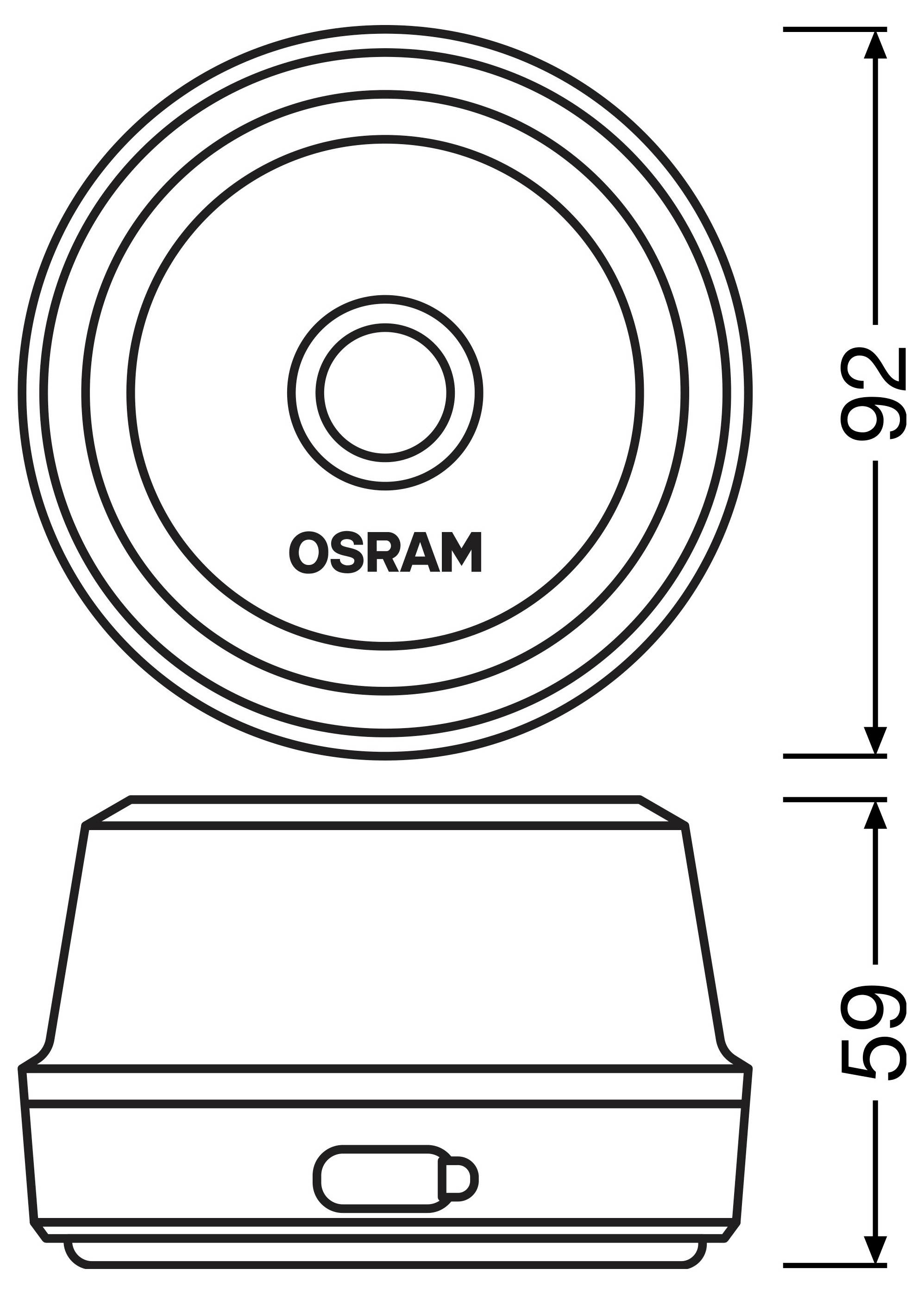 Tragbarer OSRAM 2000A Starthilfegerät mit roten und schwarzen Klemmkabeln, dargestellt auf weißem Hintergrund.