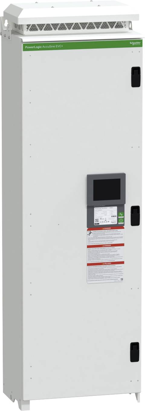 Großer weißer Elektroschrank mit grünem 