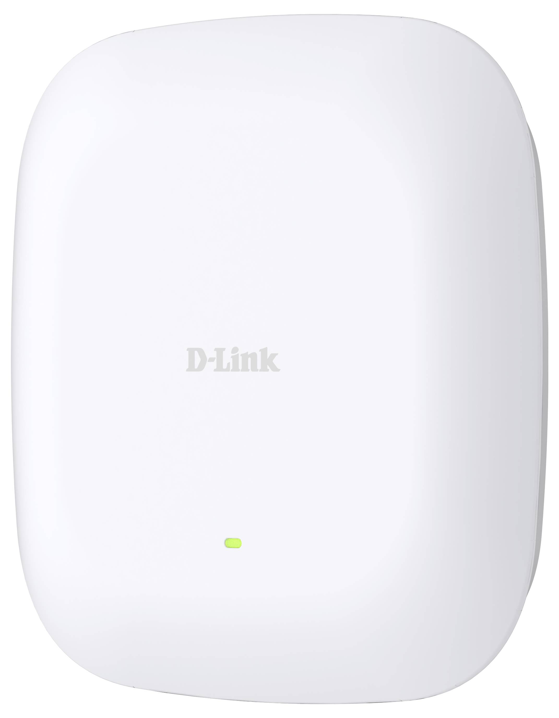 Weiß Wand-Montagefähiger D-Link WLAN-Zugangspunkt mit einer grünen Statusleuchte auf der Vorderseite.