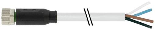 Lichtwellenleiterkabel mit einem schwarzen Stecker an einem Ende und freiliegenden blauen, braunen und weißen Drähten am anderen Ende.