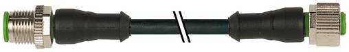 Zwei Metallkabelstecker, die durch ein schwarzes Kabel verbunden sind, mit einer doppelten Schrägstrichmarkierung in der Mitte, die einen Bruch oder eine Trennung anzeigt.