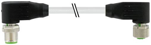 Schwarzes Winkelsensorkabel mit Gewinde-Metallsteckverbindern an beiden Enden, horizontal auf weißem Hintergrund dargestellt.