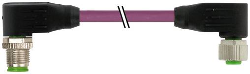 Winkelstecker-Sensorkabel mit schwarzen Steckverbindern an beiden Enden und rosa Kabel dazwischen.