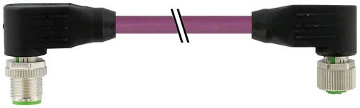 Violettes Kabel mit schwarzen Winkelsteckern an beiden Enden, jedes mit einer silbernen Gewindebuchse endend.