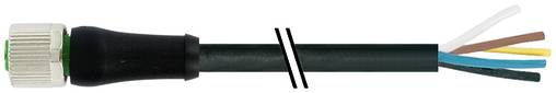 Schwarzes Kabel mit einem weißen Stecker auf der linken Seite und vier freiliegenden farbigen Drähten auf der rechten Seite.