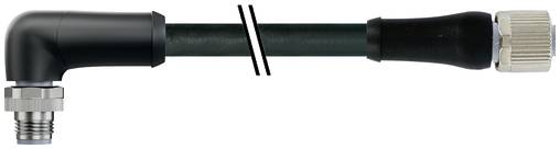 Schwarzer abgewinkelter Schlauch- oder Rohrverbinder mit metallischem Gewinde und gerippter Kappe auf einem dunklen Schlauch, horizontal auf weißem Hintergrund dargestellt.
