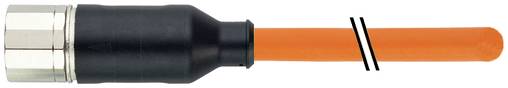 Eine schwarz-silberne Taschenlampe mit einem orangefarbenen Lichtstrahl, der sich nach rechts erstreckt, gekennzeichnet durch zwei diagonale schwarze Linien in der Nähe des Endes.