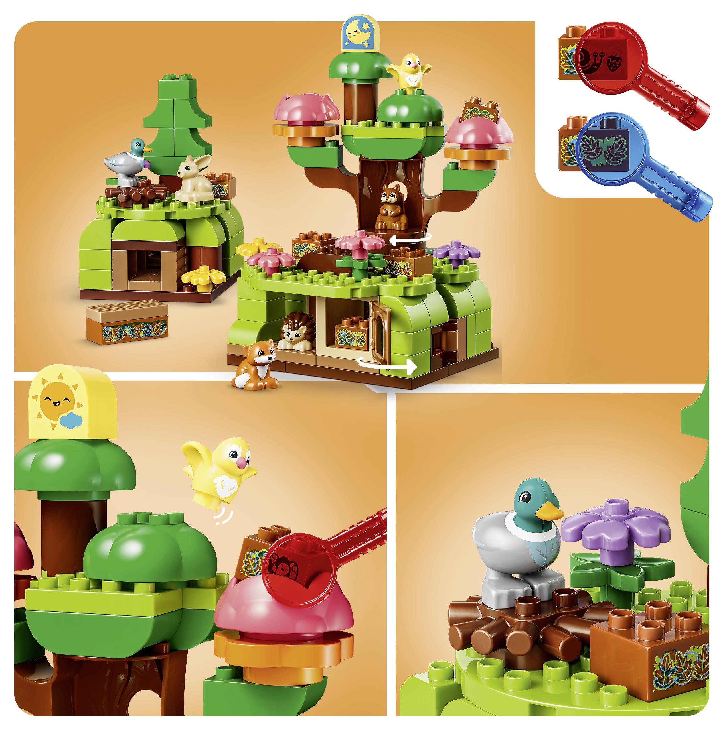 10480 LEGO® DUPLO® Wald mit wilden Tieren; Bauset mit Spielmatte, Igel, Ente, Eichhörnchen, Hase, Vogel und Fuchs