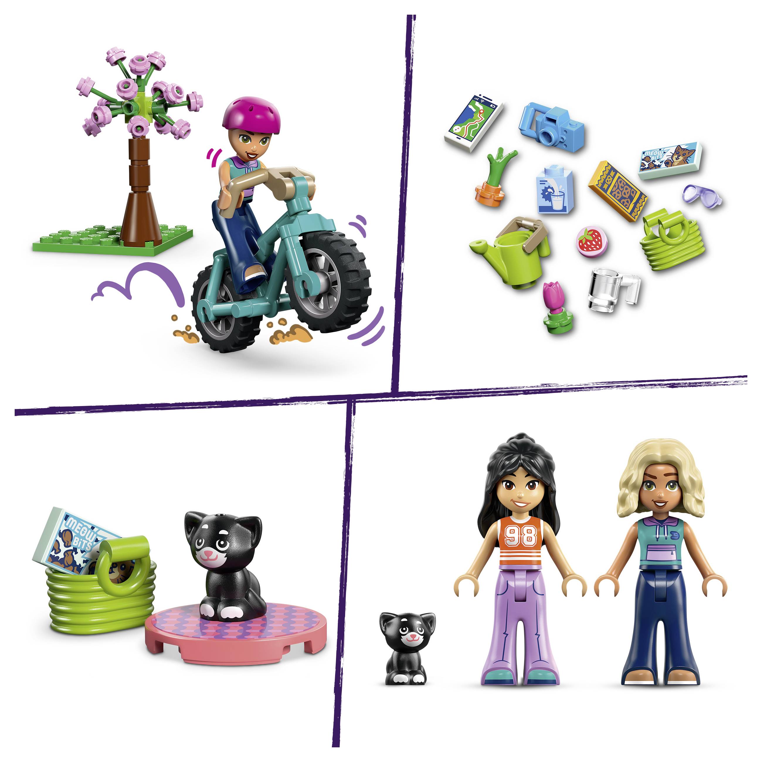 42682 LEGO® FRIENDS Finnhütte, 2 Spielfiguren und ein Spielzeugkätzchen - Puppenhaus-Camping-Set für Glamping-Spaß