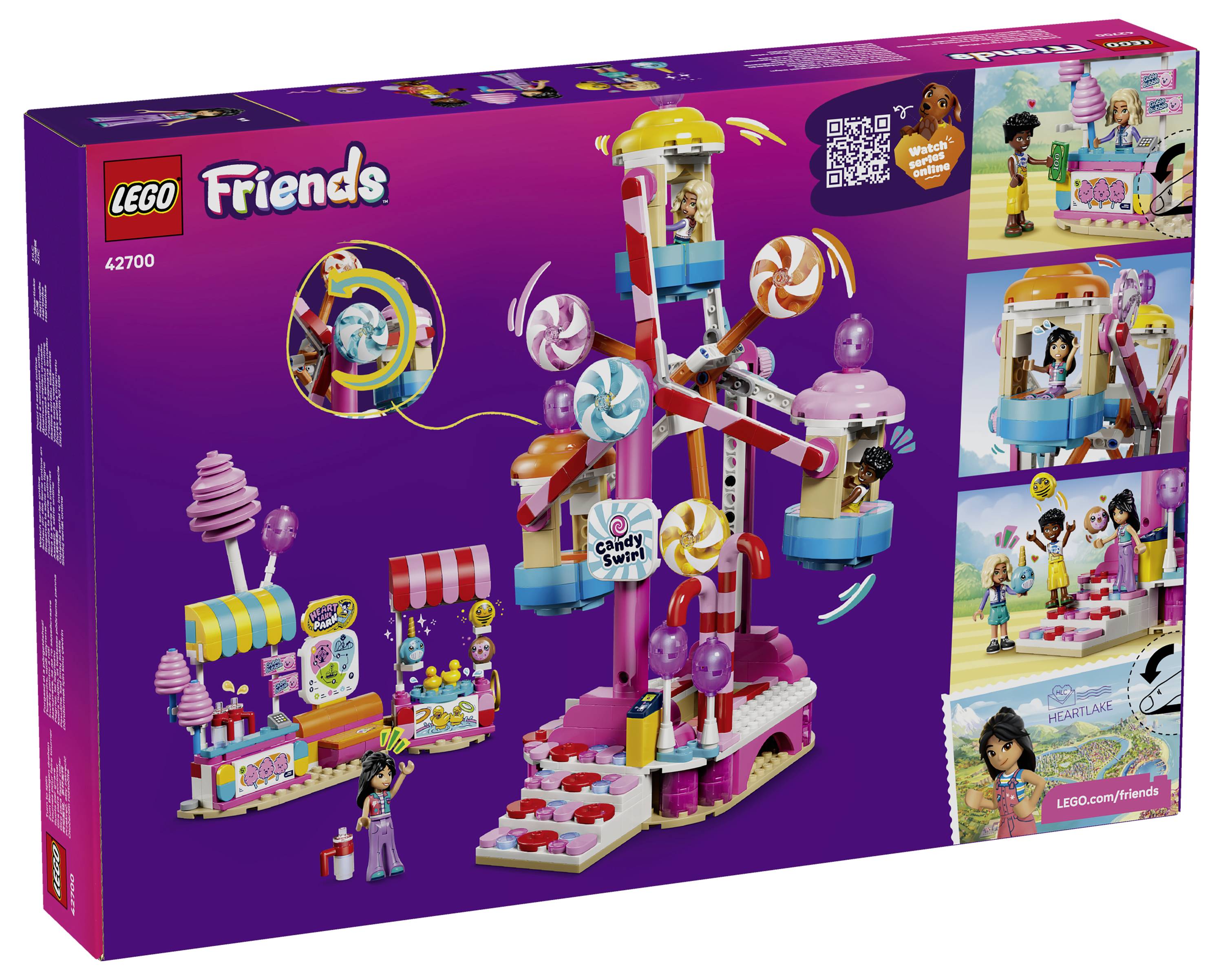 42700 LEGO® FRIENDS Cupcake-Riesenrad; Vergnügungspark-Spielzeug für nachahmende Rollenspiele mit 3 Spielfiguren und jeder Menge