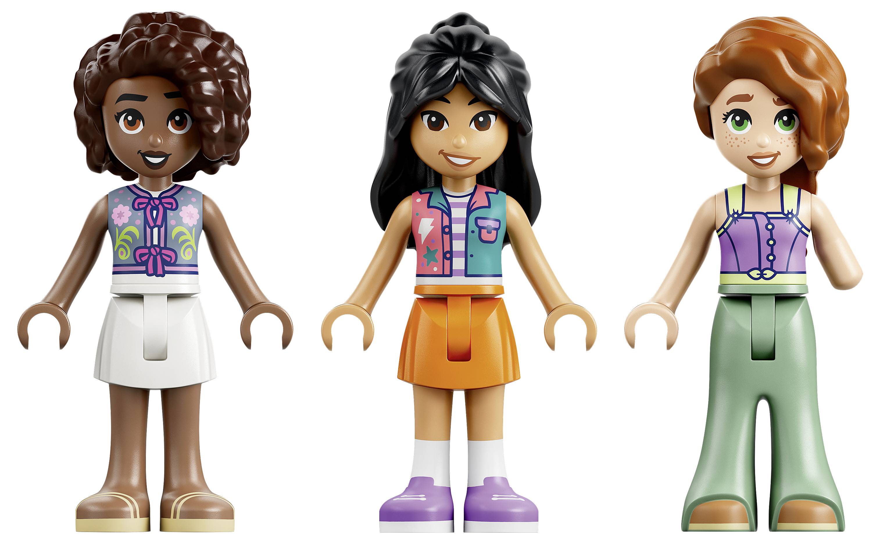 Illustration von zwei LEGO-ähnlichen Figuren, die eine Pizza in einen Spielzeug-Pizzaofen schieben, mit einer Einleitung, die die Schritte zum Zusammenbau der Pizza zeigt.