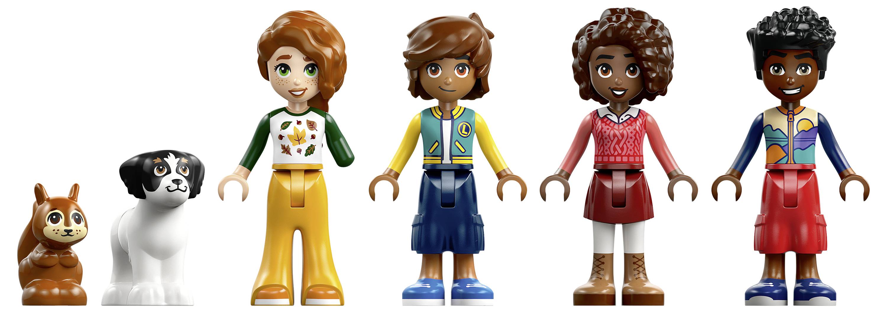 LEGO Friends Vergnügungsparkspielset-Schachtel, zeigt ein bonbonthematisches Karussell, eine Ticketverkaufskasse und Minifiguren mit eingefügten Bauansichten.