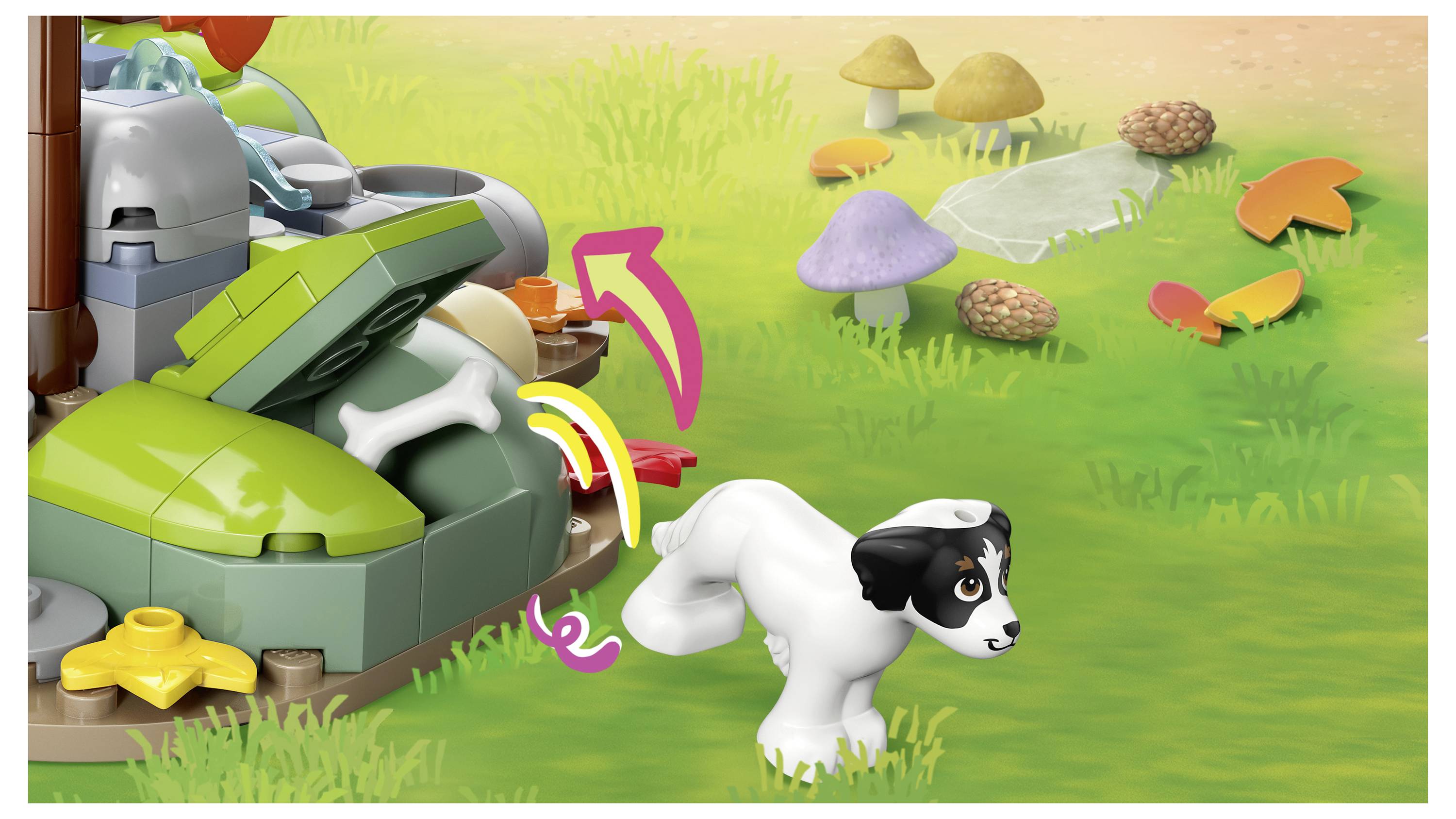 42705 LEGO® FRIENDS Gemütliche Hütte im Herbstwald; 4 Spielfiguren, ein Hund und ein Eichhörnchen