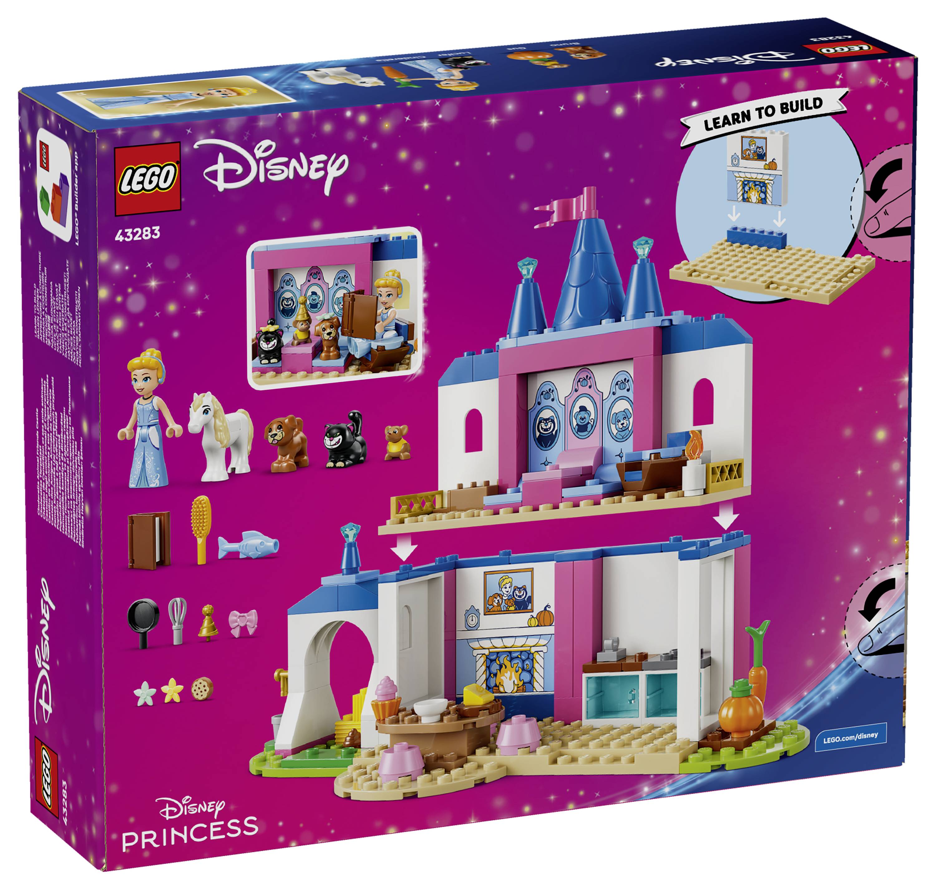 LEGO Disney Prinzessin-Set 43283 Schachtelkunstwerk mit einem baubaren Schloss/Haus mit Minifiguren und Tieren sowie eine 