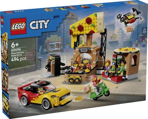60496 LEGO® CITY Pizza-Liefererlebnis Bauset mit Lieferdrohne, Sportwagen und Roller