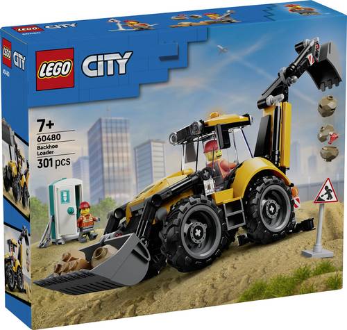 60480 LEGO® CITY Gelber Baggerlader  Baufahrzeug mit funktionierenden Front- und Rückschaufeln
