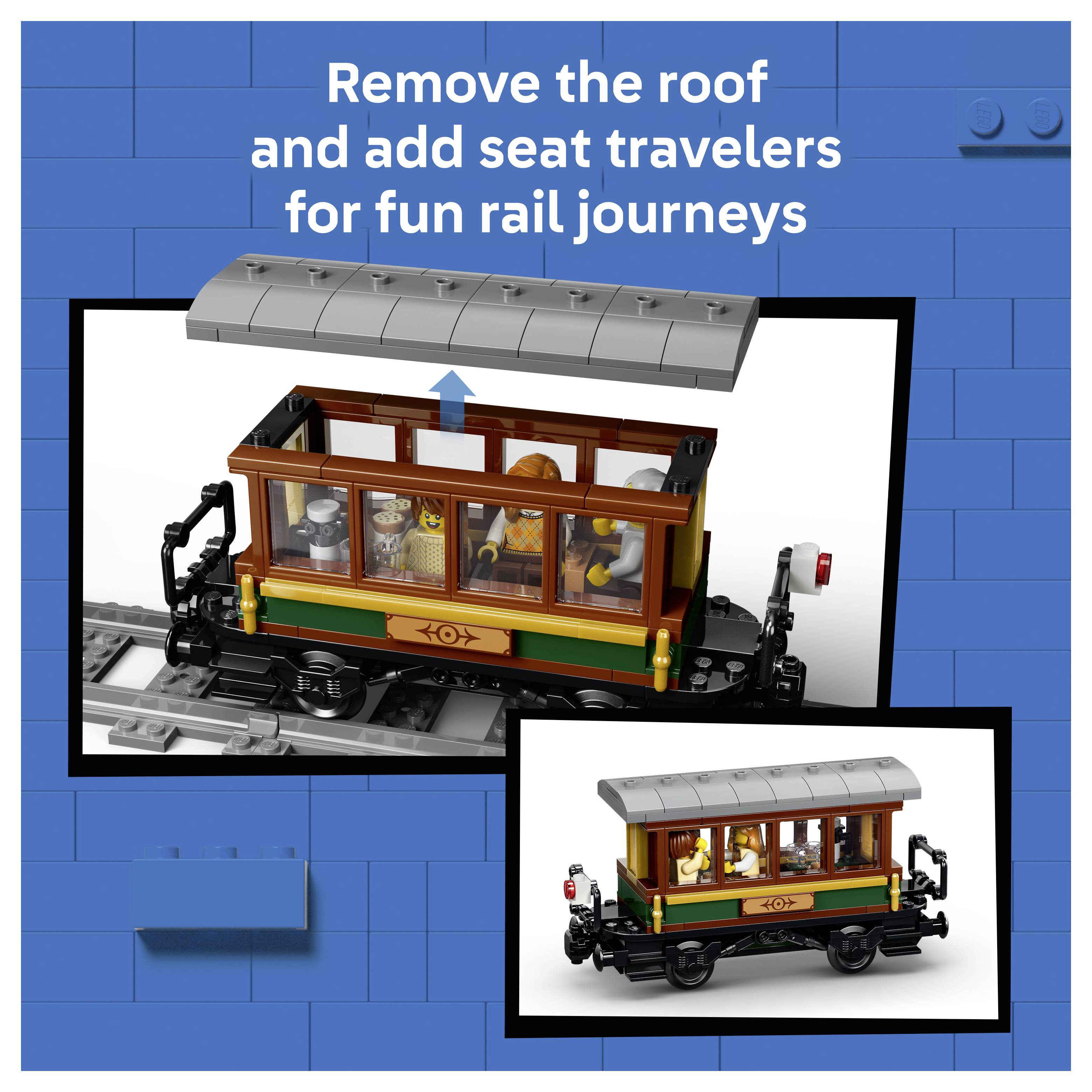 LEGO-Zugwagen-Umwandlungsanleitung: „Entfernen Sie das Dach und fügen Sie Fahrgäste hinzu, um lustige Bahnfahrten zu erleben