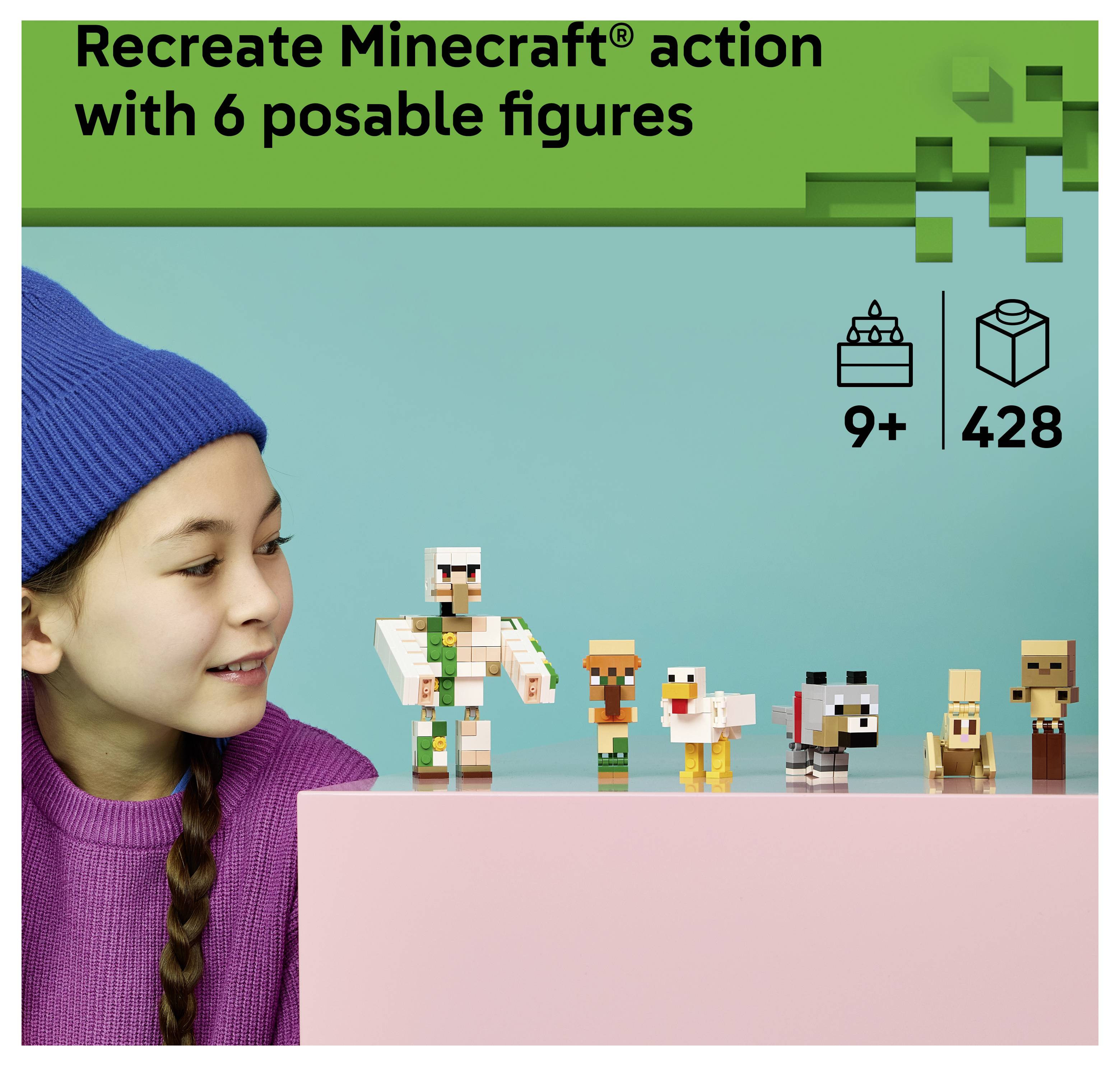 Anzeige für „Minecraft-Action mit 6 beweglichen Figuren nachspielen