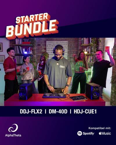 AlphaTheta House Party Starter Bundle & Pioneer DJ DDJ-FLX2+HDJ-CUE1+DM-40D