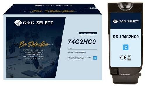 G&G Toner ersetzt Lexmark 74C2HCE Kompatibel Cyan 12000 Seiten GS-L74C2HC0