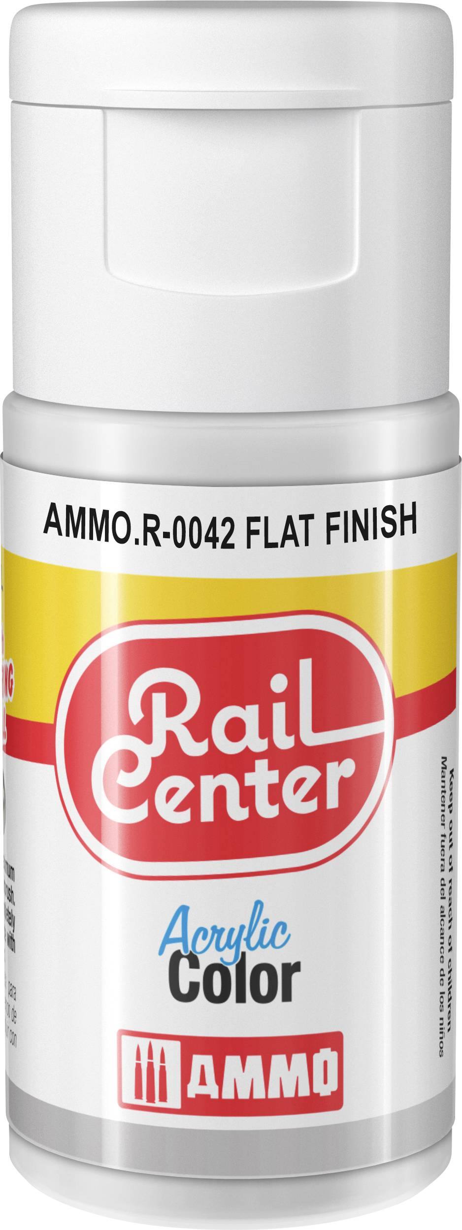 Weiße Farbflasche mit der Aufschrift 