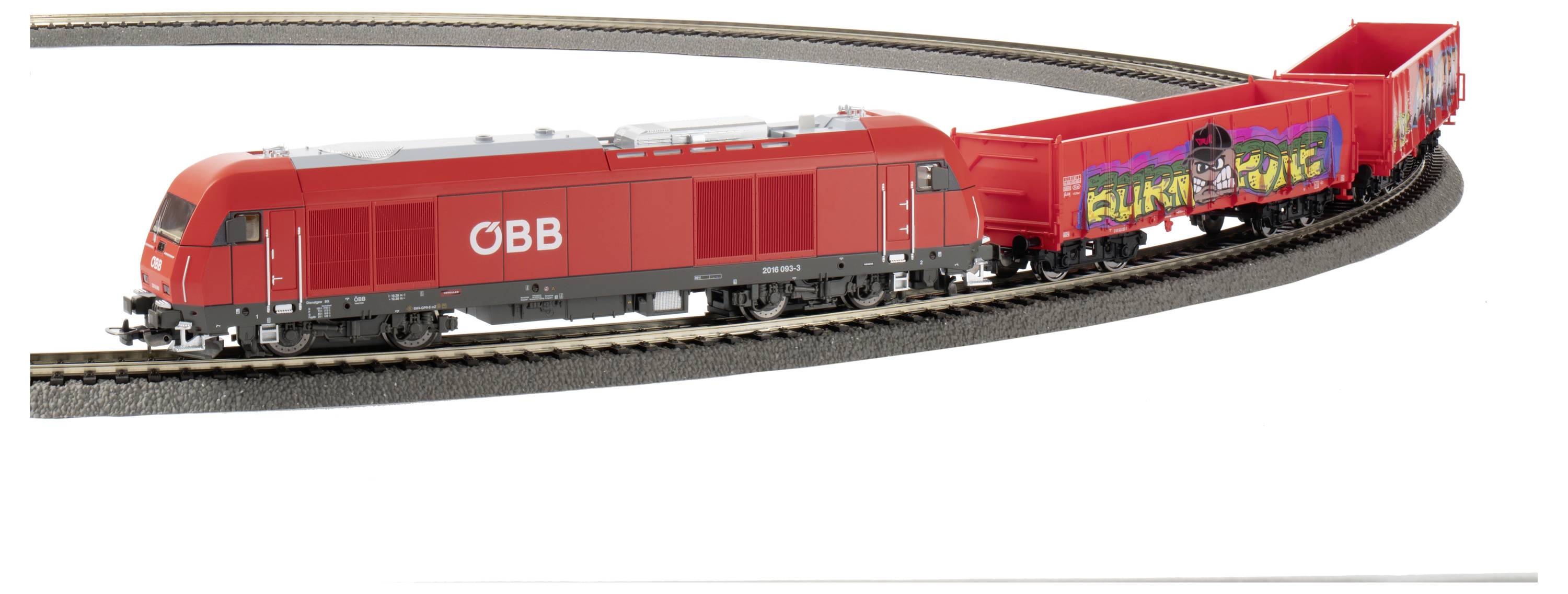 PIKO 57033 H0 Start-Set kids Güterzug Rh 2016 ÖBB mit zwei offenen Güterwagen Eaos