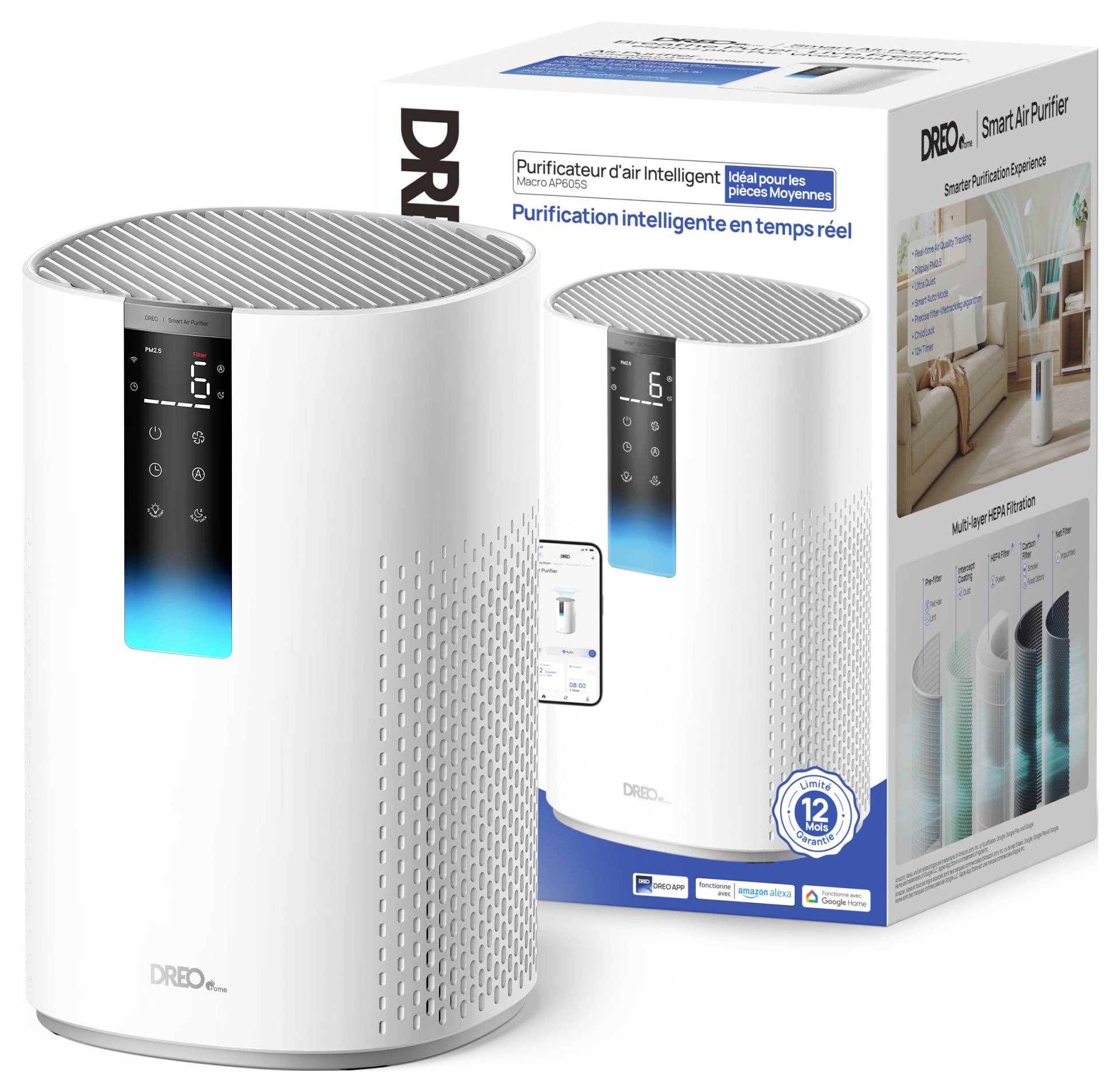 DREO DR-HAP005S Dreo - Air Purifier 605S, 5-in-1 - Smart Luftreiniger Weiß