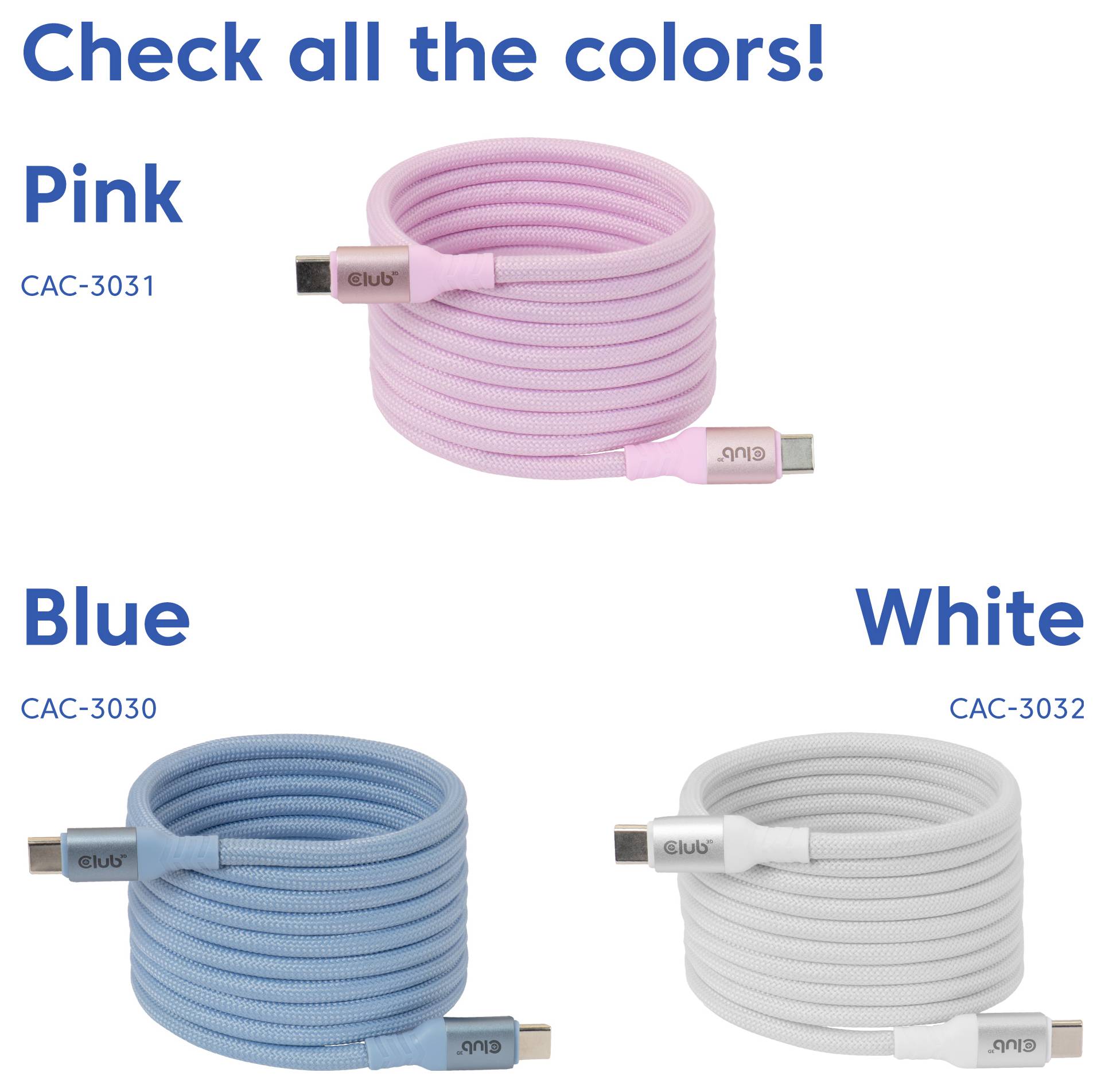 Club3D USB-C® Kabel USB 2.0 USB-C® Stecker 2m Pink CAC-3031