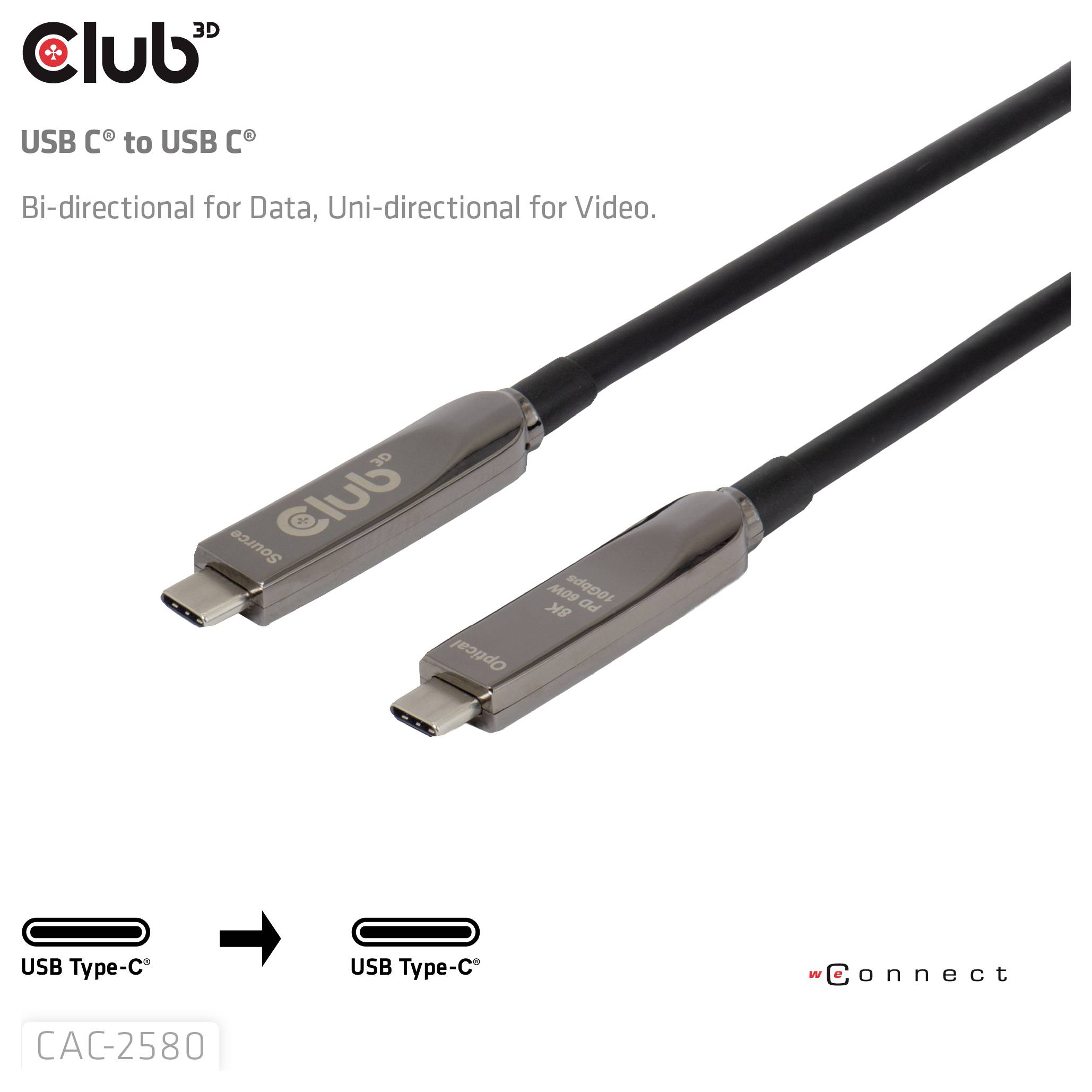 Club3D USB-C® Kabel USB-C® Stecker 15m Schwarz CAC-2580
