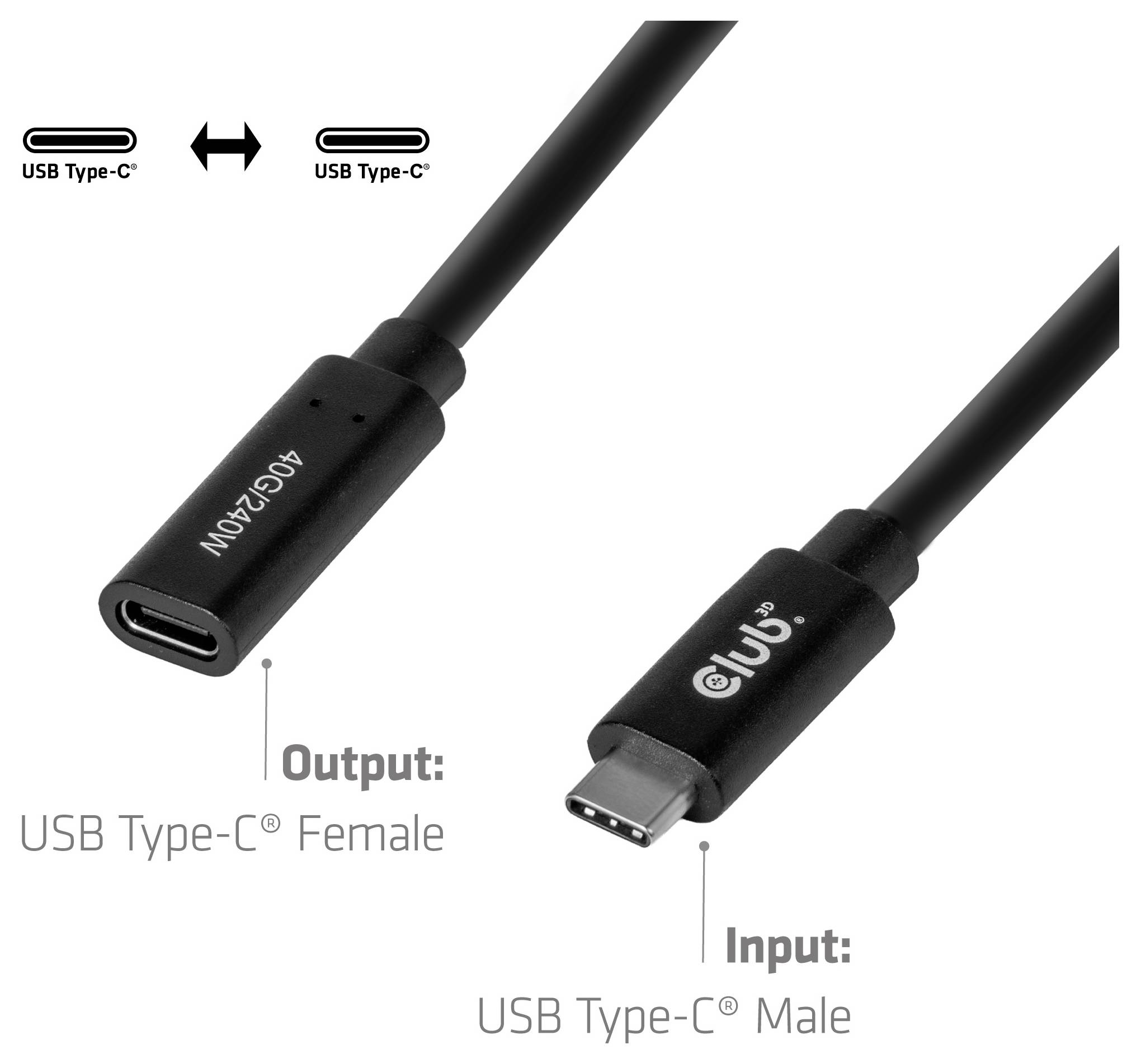 Club3D USB-C® Kabel USB-C® Stecker 1m Schwarz CAC-2502