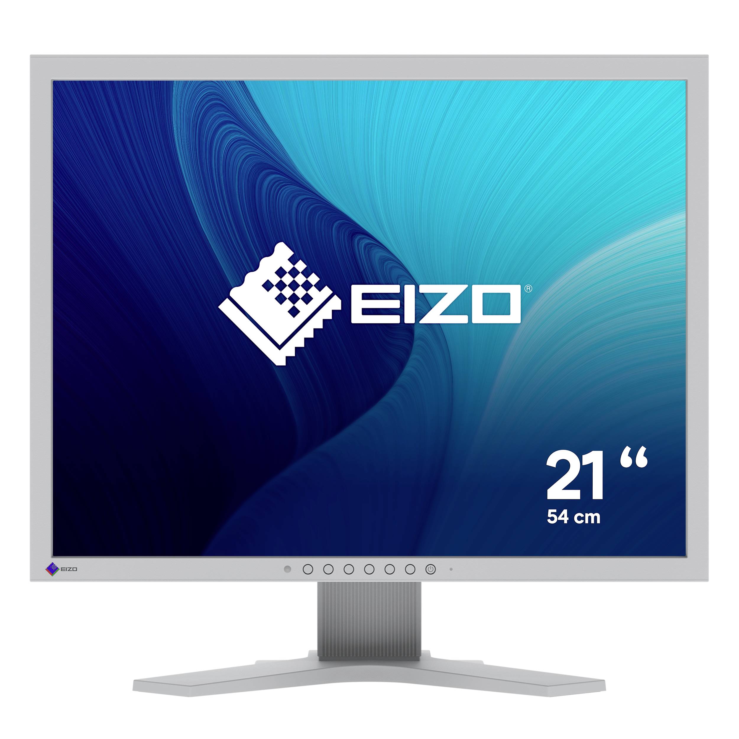 Rückansicht eines Lenovo-Desktop-Monitors auf einem grauen Ständer, der die Rückwand, den Kabelkanal und rote Akzentdetails zeigt.