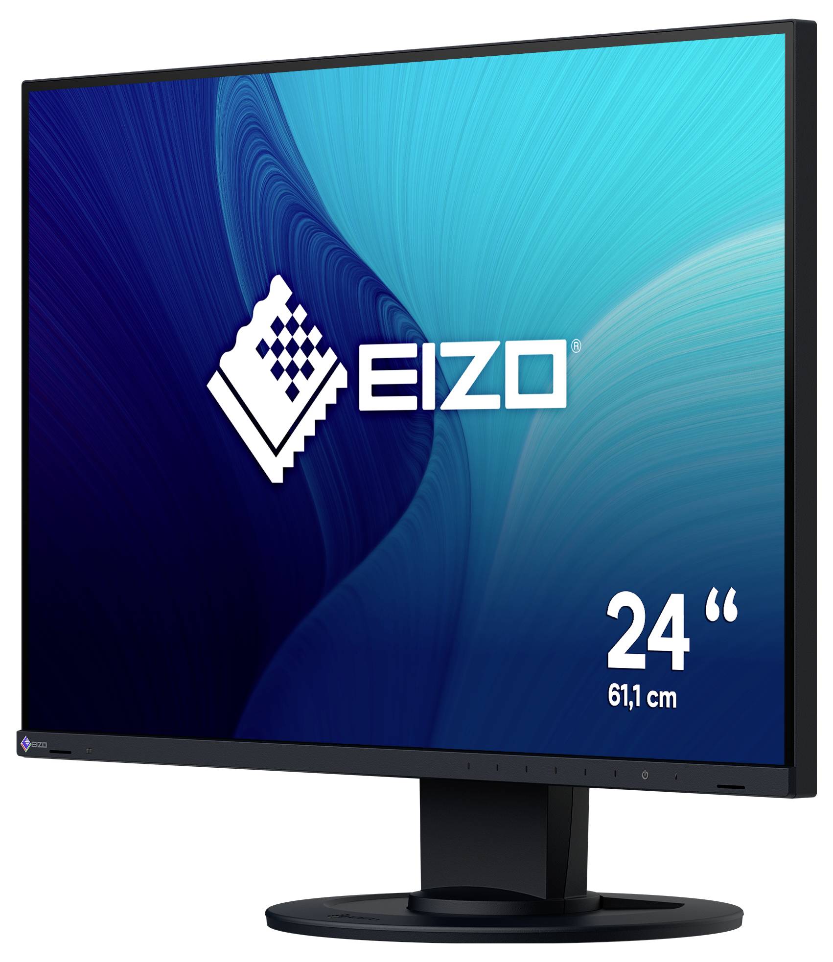 EIZO-Desktopmonitor in Schrägansicht, gekennzeichnet mit 24