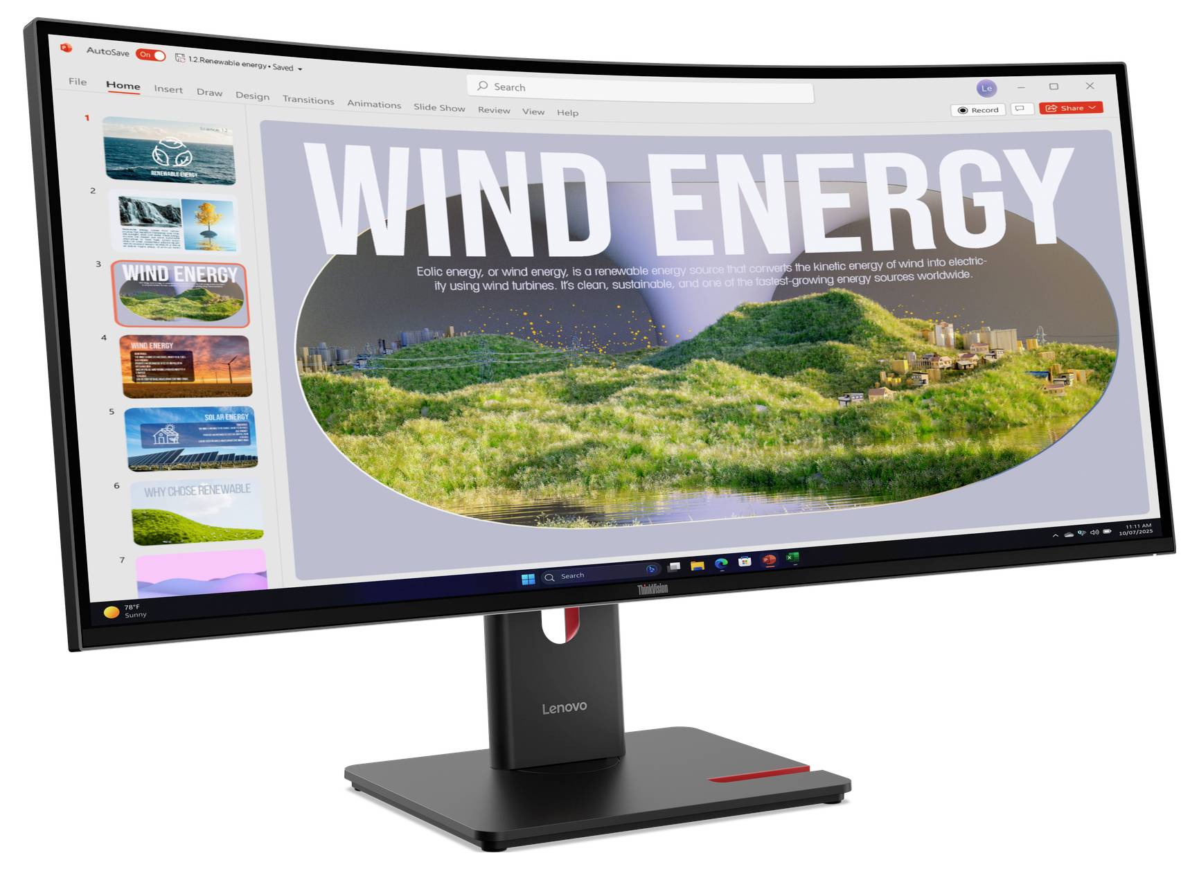 Eine Präsentationsfolie auf einem Monitor mit dem Titel 