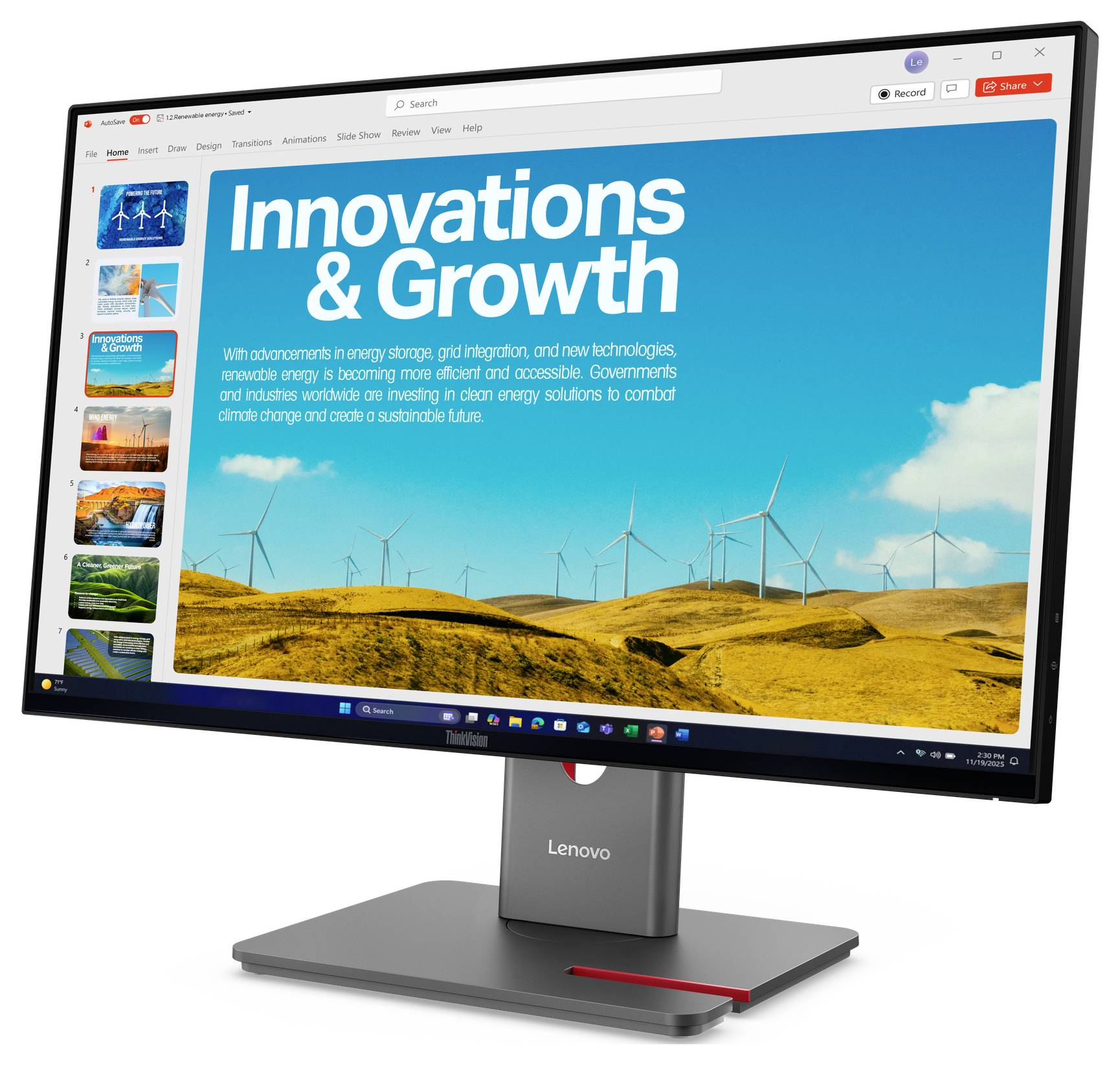 Lenovo ThinkVision LCD-Monitor EEK D (A - G) 60.5cm (23.8 Zoll) 2560 x 1440 Pixel 16:9 6 ms IPS LCD