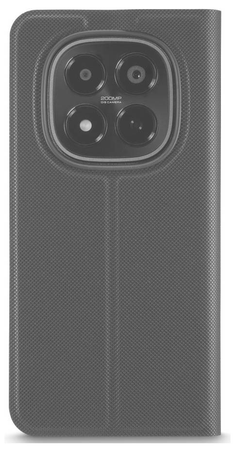 Grauer strukturierter Smartphone-Hülle mit großem quadratischem Vierkamera-Ausschnitt oben auf der Rückseite.