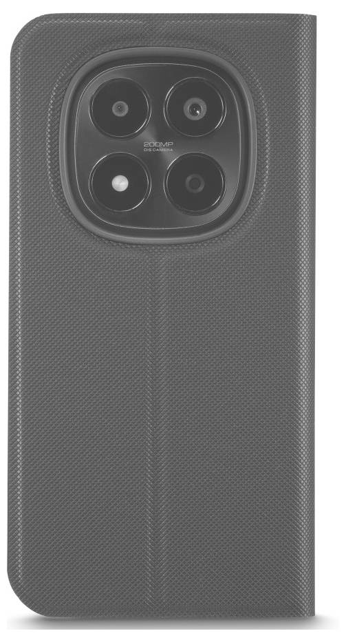 Schwarze Smartphone-Hülle mit erhöbenem quadratischem Kameraausschnitt für vier Objektive und Blitz, dargestellt auf weißem Hintergrund.