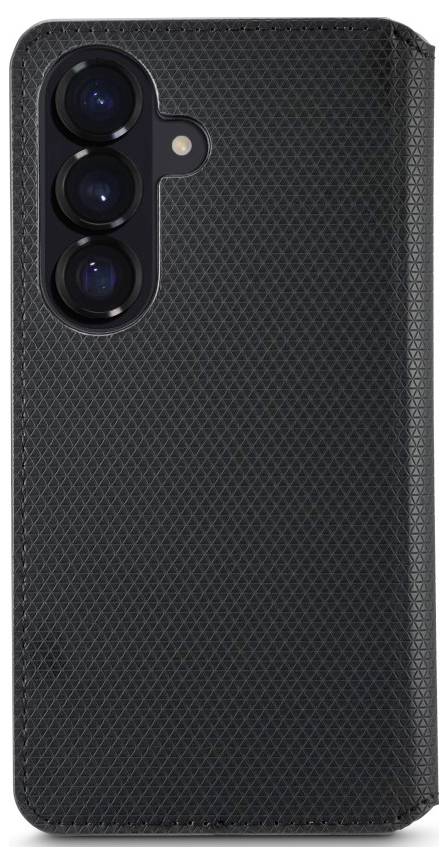 Schwarze strukturierte Smartphone-Schutzhülle mit dreifachen rückseitigen Kameraausschnitten und einer Blitzöffnung