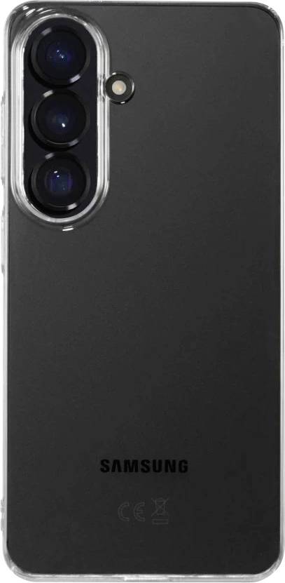 Rückseite eines schwarzen Samsung-Smartphones mit dreifacher Rückkamera und Blitz in der oberen linken Ecke.
