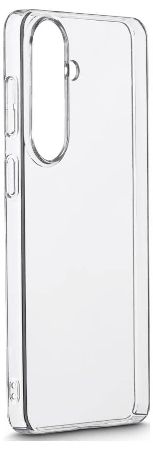 Klare transparente Smartphone-Hülle mit erhöhten Kanten und doppeltem Kamerawechsel auf der Rückseite, von hinten und von der Seite dargestellt.