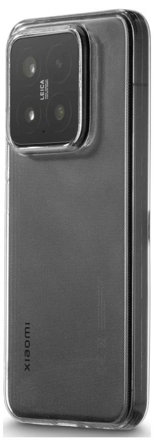 Schwarze Xiaomi-Smartphone-Schutzhülle, von hinten gezeigt, mit ausgehobenem quadratischem Kameraausschnitt zum Schutz der Triple-Lens-Kamera.