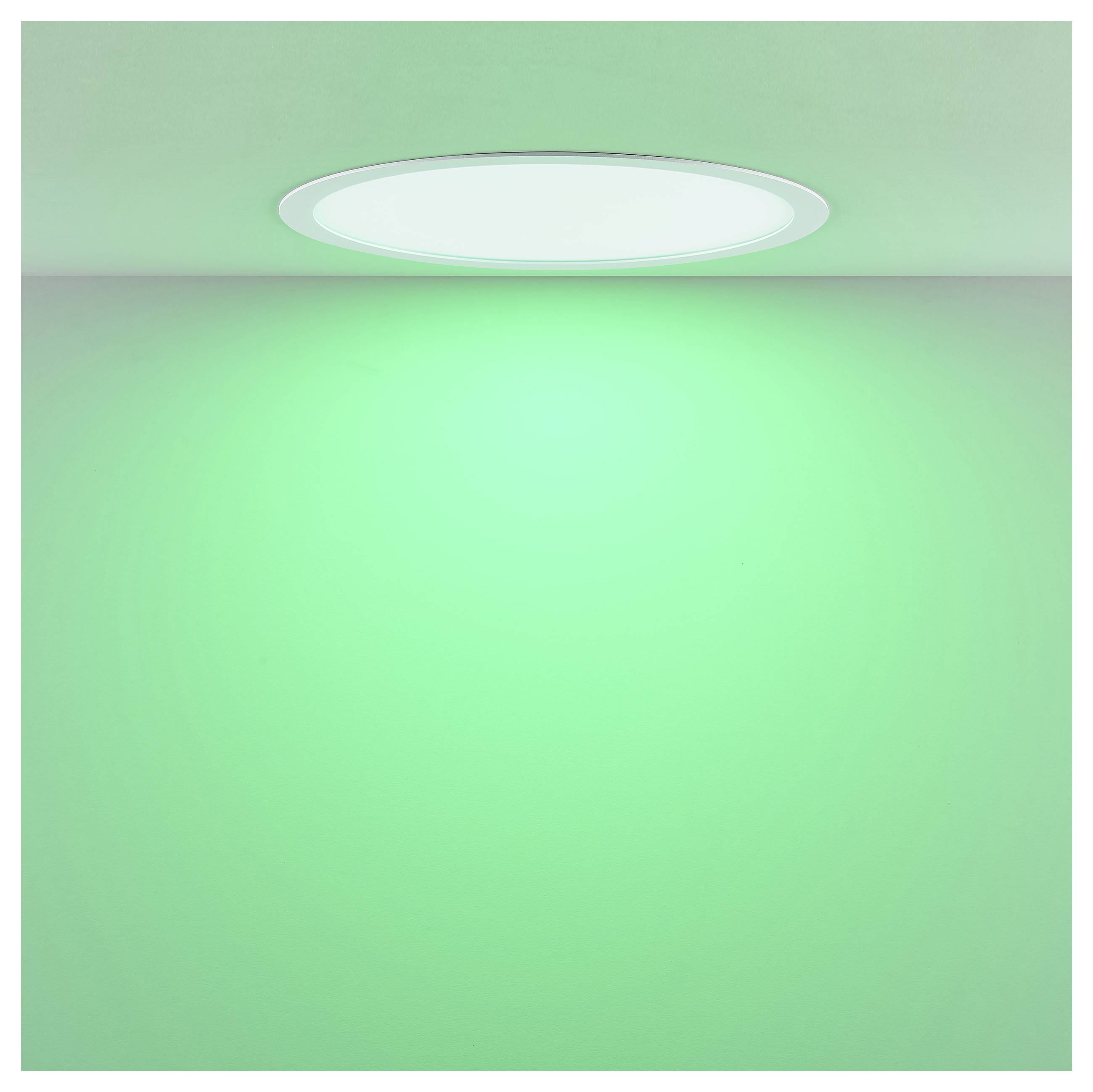 Abstraktes Bild eines leuchtenden mintgrünen Lichts mit einer weißen ovalen Leuchte in der Nähe der Oberseite, das einen sanften Farbverlauf im Hintergrund erzeugt.