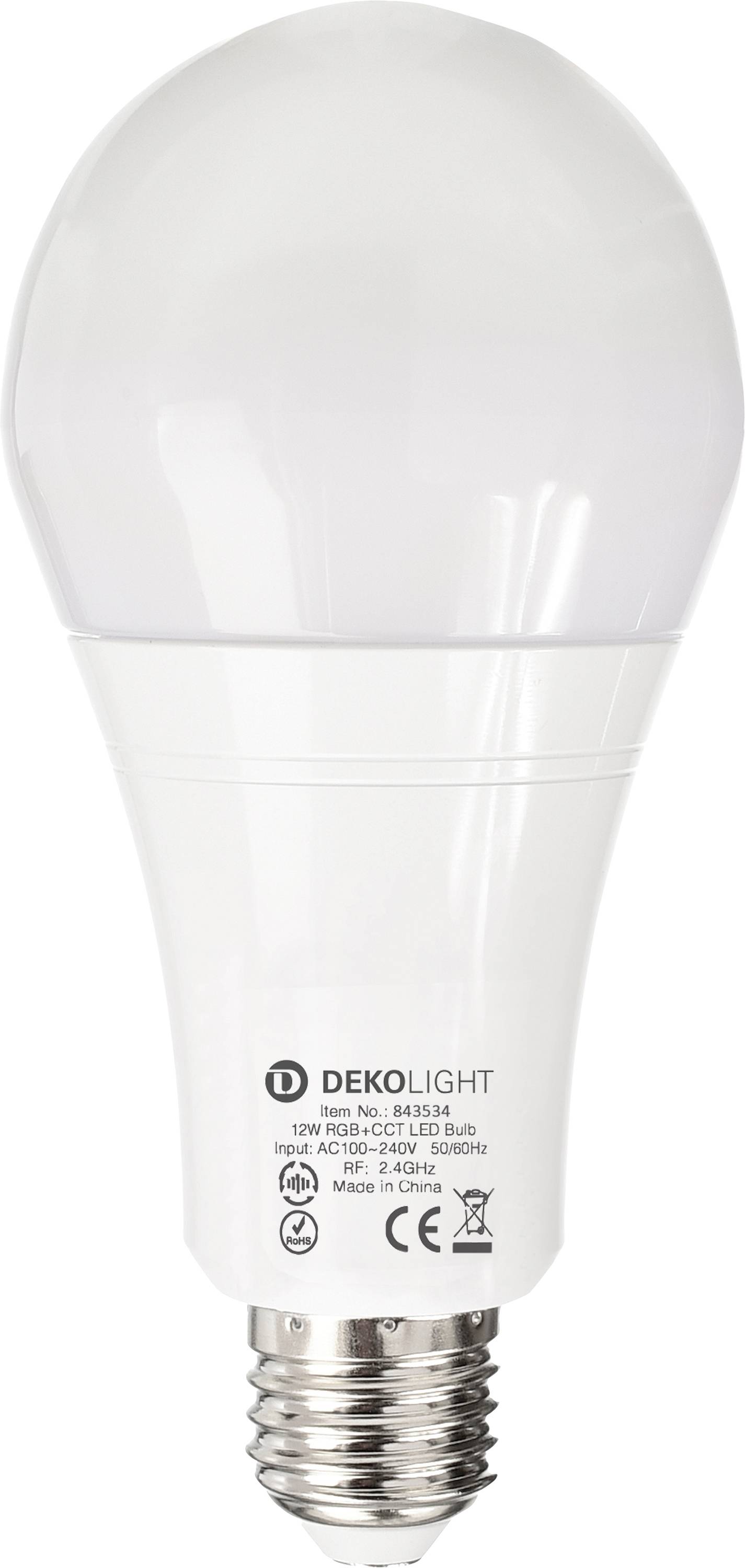 LED-Glühbirne mit Schraubsockel in Weiß, gekennzeichnet mit DEKOLIGHT.