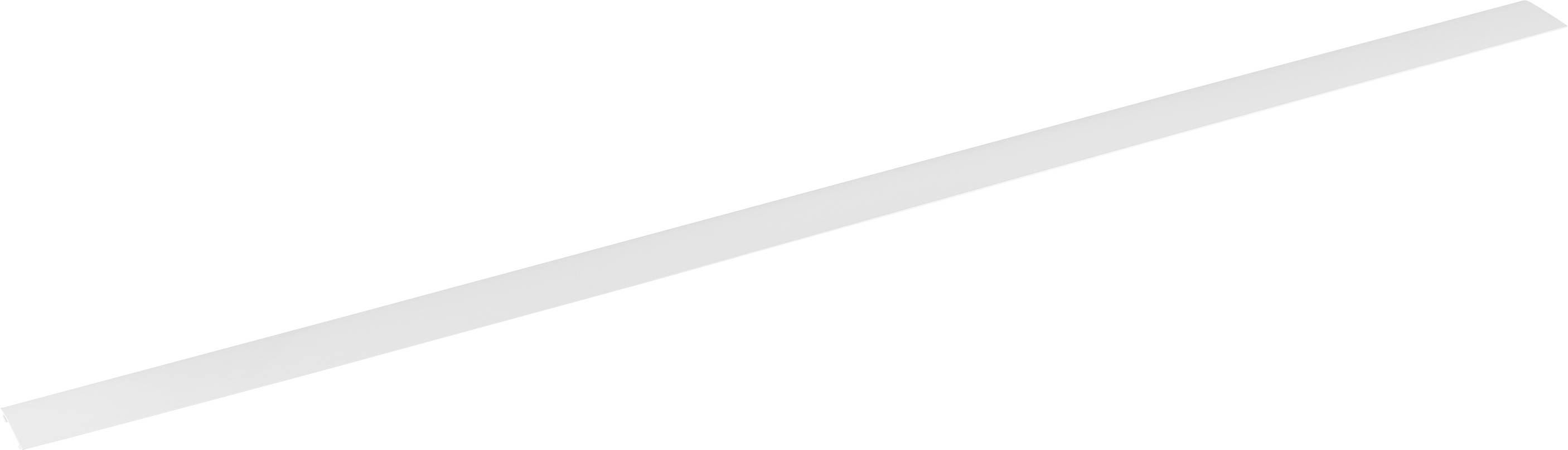 Abstraktes Bild mit einem hellgrauen diagonalen Band, das sich über einem weißen Hintergrund erstreckt.